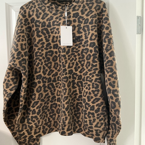 Anine Bing Miles Sweatshirt in Black and Brown Leopard - Picture 2 of 8